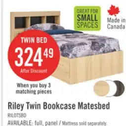 The Brick Riley Mates Bed with Bookcase Headboard Set for Kids, Made in Canada, Natural - Twin Size offer