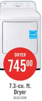 The Brick LG 7.3 Cu. Ft. Electric Dryer - White - DLE6100W offer