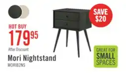 The Brick Mori Bedside 2-Drawer Nightstand, 18W x 25.75H - Black offer