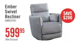 The Brick Ember 36 Fabric Swivel Glider Reclining Chair - Silver Cotton offer