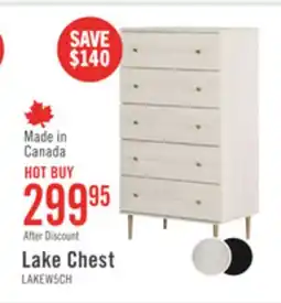 The Brick Lake Bedroom Chest of Drawers, 5-Drawer, 29W x 52H, Made in Canada, Glam - White offer