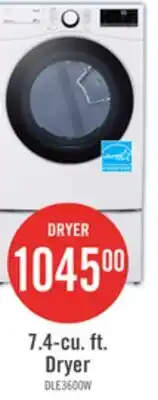 The Brick LG 7.4 Cu. Ft. Smart Electric Dryer - White - Stackable - DLE3600W offer