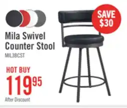 The Brick Mila Counter-Height Stool with Swivel Seat & Vegan Leather Fabric, 25H, Metal - Black offer