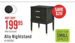 The Brick Alia Bedside 2-Drawer Nightstand with Gold Accent, 18W x 25.75H - Black offer
