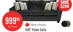 The Brick Made in Canada Febe 100 Chenille Fabric Sofa with Flared Arms and Accent Pillows - Charcoal Grey offer
