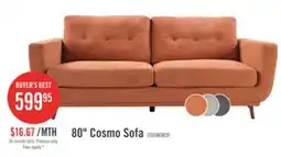 The Brick Cosmo 80 Fabric Sofa with Tufted Back Cushions - Orange offer