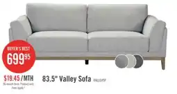 The Brick Valley 83.5 Fabric Sofa with Rubberwood Base and Legs - Grey offer