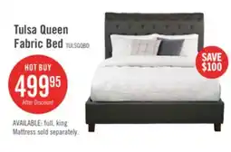 The Brick Tulsa Upholstered Platform Bed in Grey Vegan-Leather Fabric, Button Tufted - Queen Size offer