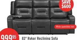 The Brick Ryker 82.5 Leather-Look Reclining Sofa with Storage Arms - Grey offer