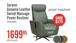 The Brick Serene 31 Genuine Leather Power Reclining Massage Chair with Power Headrest and Heated Seat - Green offer