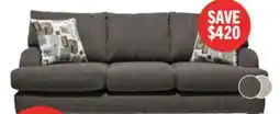The Brick Made in Canada Nofia 80 Chenille Fabric Sofa with Two Accent Pillows and Wood Legs - Charcoal Grey offer