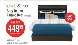 The Brick Kort & Co. Clay Upholstered Platfom Bed in Brown Vegan-Leather Fabric, Tufted - Queen Size offer