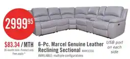 The Brick Marcel 6-Piece Genuine Leather Power Reclining Sectional with Storage Console and USB Port - Grey offer