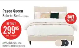 The Brick Paseo Platform Bed in Taupe Vegan-Leather Fabric - Queen Size offer