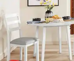 The Brick Bryn 3pc Dining Package with 42 Drop-Leaf Table & 2 Chairs, Fabric -Two-Tone White & Grey offer