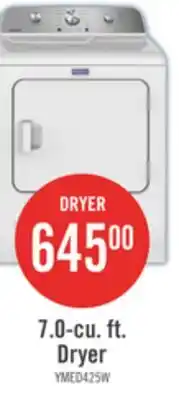 The Brick Maytag 7.0 Cu. Ft. Electric Dryer - White - YMED4205SW offer