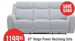 The Brick Reign 87 Fabric Power Reclining Sofa with USB Ports - Bronco Stone Grey offer