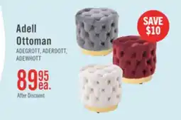 The Brick Adell 17 Round Fabric Ottoman with Gold Base - Grey offer
