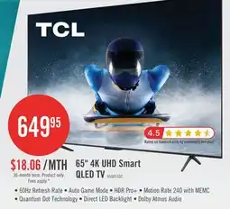 The Brick TCL 65 Q65 QLED 4K UHD Smart Google TV (65Q651G-CA) offer