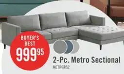 The Brick Metro 2-Piece Right-Facing Fabric Sectional with Chaise and Tufted Seat Cushions - Grey offer
