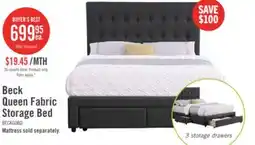 The Brick Beck Upholstered Storage Bed in Dark Grey Fabric, Button Tufted - Queen Size offer