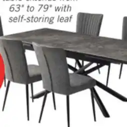 The Brick Tavo 7pc Dining Set with Table & Chairs, 63-79W Extension, Metal - Grey & Black offer