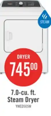 The Brick Whirlpool 7 Cu. Ft. Electric Dryer with Steam - White - YWED5050LW offer