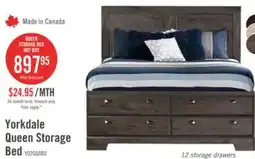 The Brick Yorkdale 12-Drawer Platform Bed with Headboard & Storage Frame, Made in Canada, Grey - Queen Size offer