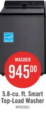 The Brick LG 5.8 Cu. Ft. Smart Top-Load Washer with EasyUnload and AI Sensing - Platinum Black - WT8200CL offer