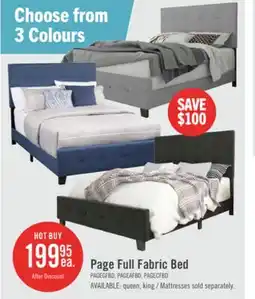 The Brick Page Upholstered Bed in Grey Linen-Look Fabric, Button Tufted - Full Size offer