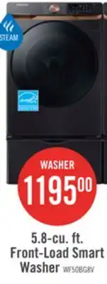 The Brick Samsung 5.8 Cu. Ft. Front-Load Steam Washer - Black Stainless Steel - Stackable - WF50BG8300AVUS offer