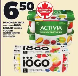 Loblaws DANONE ACTIVIA, 12X100 G OR iÖGO CREAMY, 16X100 G YOGURT offer