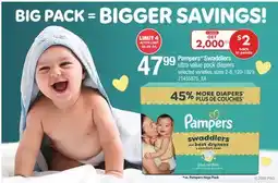 Loblaws PAMPERS SWADDLERS ULTRA VALUE PACK DIAPERS, sizes 2-8, 120-192's offer