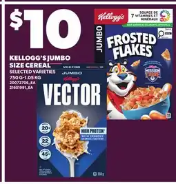 Loblaws KELLOGG'S JUMBO SIZE CEREAL, 750 G-1.05 KG offer