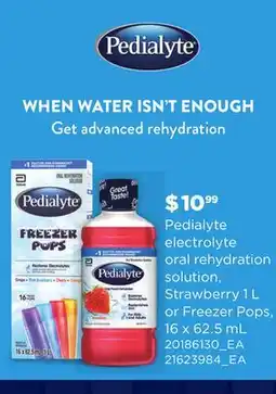 Loblaws PEDIALYTE ELECTROLYTE ORAL REHYDRATION SOLUTION, STRAWBERRY 1L OR FREEZER POPS offer