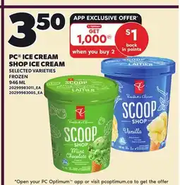 Loblaws PC ICE CREAM SHOP ICE CREAM offer