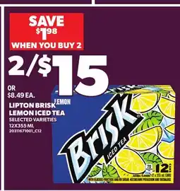 Loblaws LIPTON BRISK LEMON ICED TEA offer