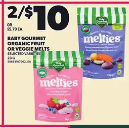 Loblaws BABY GOURMET ORGANIC FRUIT OR VEGGIE MELTS offer