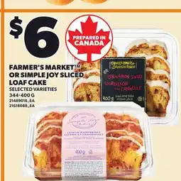 Loblaws FARMER'S MARKET OR SIMPLE JOY SLICED LOAF CAKE offer