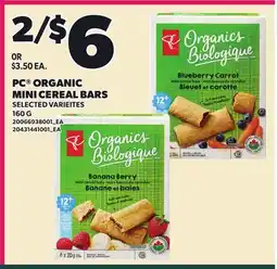 Loblaws PC ORGANIC MINI CEREAL BARS offer