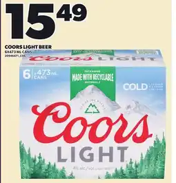 Loblaws COORS LIGHT BEER, 6X473 ML CANS offer