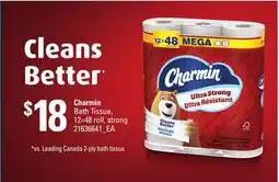 Loblaws CHARMIN BATH TISSUE, 12=48 ROLL, STRONG offer
