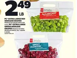 Loblaws PC EXTRA LARGE RED SEEDLESS GRAPES OR CHILE, PC EXTRA LARGE GREEN SEEDLESS GRAPES offer