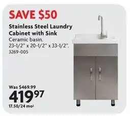 Home Hardware Stainless Steel Laundry Cabinet with Sink offer
