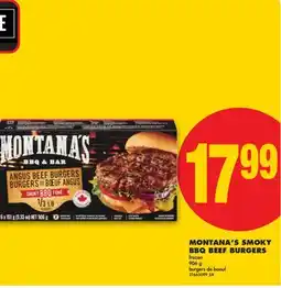 No Frills MONTANA'S SMOKY BBQ BEEF BURGERS offer