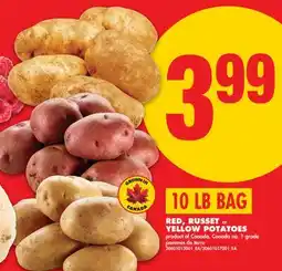 No Frills RED, RUSSET OR YELLOW POTATOES, 10 LB BAG offer