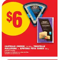 No Frills CASTELLO CHEESE 125-200 G, TRESTELLE HALLOUMI OR APETINA FETA CUBES 200 G offer
