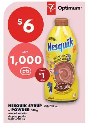 No Frills NESQUIK SYRUP, 510/700 ML OR POWDER offer