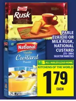 Food Basics PARLE ELAICHI OR MILK RUSK, NATIONAL CUSTARD offer
