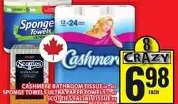 Food Basics CASHMERE BATHROOM TISSUE OR SPONGE TOWELS ULTRA PAPER TOWELS OR SCOTTIES FACIAL TISSUE offer